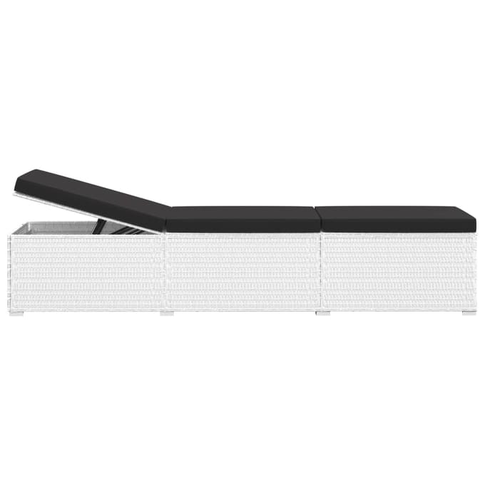 vidaXL - 3-delige - Ligbeddenset - met - theetafel - poly - rattan - wit