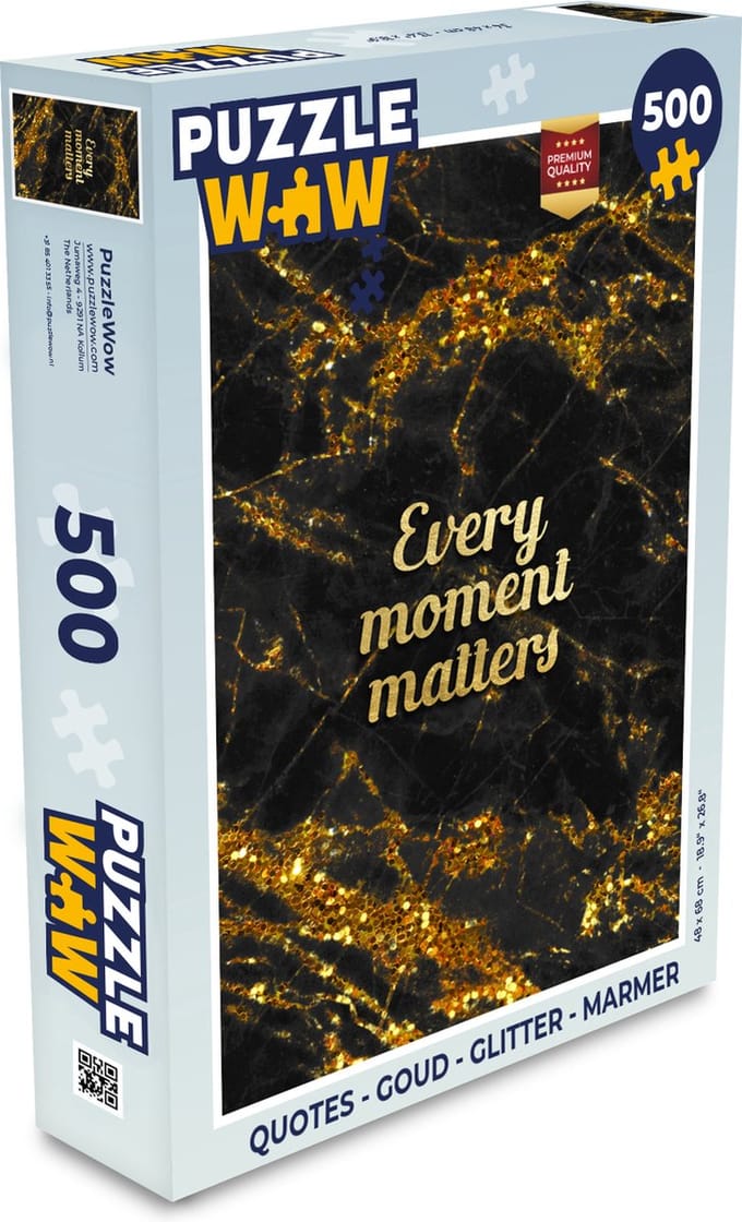 Puzzel Quotes - Goud - Glitter - Marmer print - Legpuzzel - Puzzel 500 stukjes