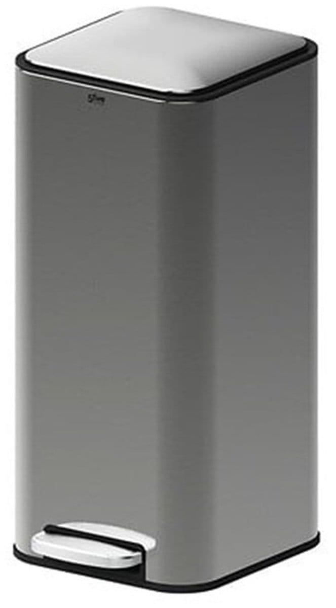 5Five Prullenbak/pedaalemmer Delta - titanium - metaal - 30 liter - 35 x 29 x 63 cm - keuken afvalbak - vierkant