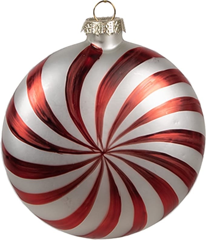Clayre & Eef Kerstbal Overig 8x3x8 cm Rood Wit Glas Kerstballen