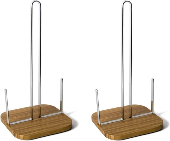2x stuks keukenrolhouders metaal/bamboe 31 cm
