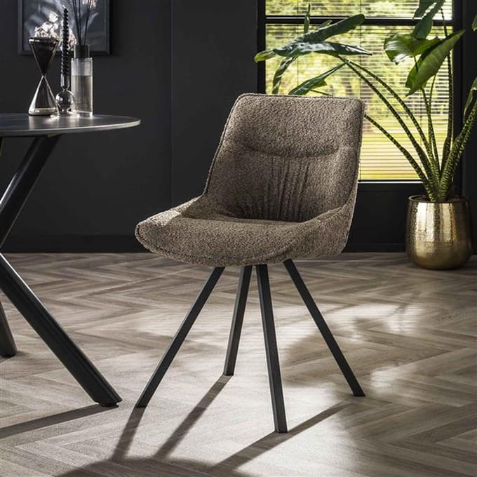 Eetkamerstoel Marina bouclé set van 2 Taupe