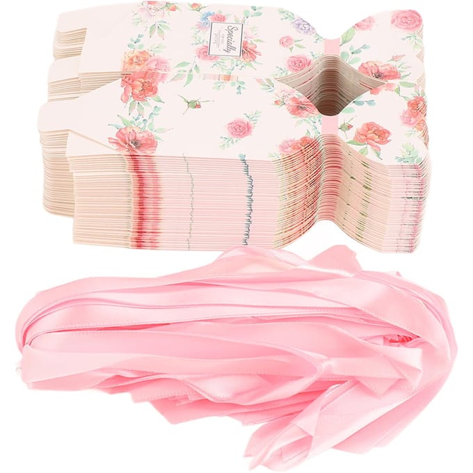 50 Set Huwelijksbedankdoosjes Bloemenpatroon Retro Stijl Eenvoudig te Monteren Snoepdoosjes Bedankjes met white