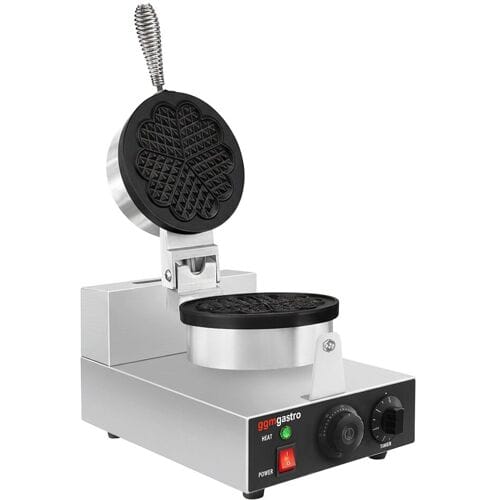 GGM Gastro Waffeleisen - Einzeln - Manuell - 1,3 kW - Form: Herzform Zilver