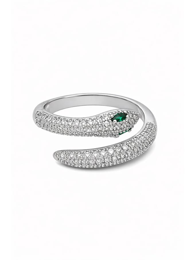 AVANT-GARDE PARIS Wrapring - Statement - Serpent - Rhodium Plated - Pavé-set Steentjes - Sculpturaal Design