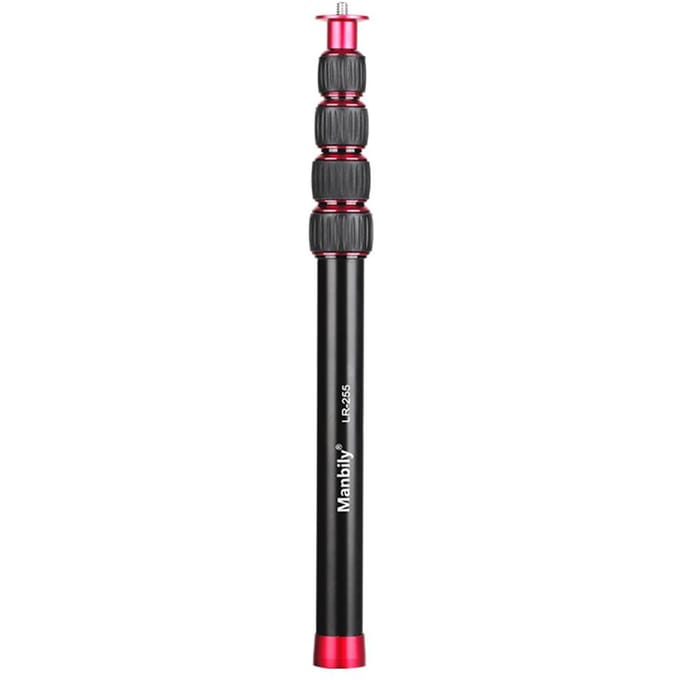 Manbily LR-255 Statief Verlengstang voor Statief Monopod Gimbal Stabilisator Aluminiumlegering zwart