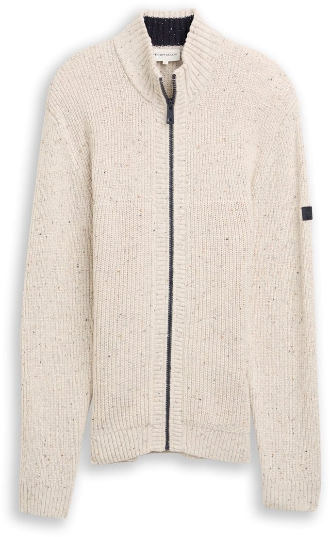 Tom Tailor - Gebreid vest met structuurmix - Maat L - offwhite melange multi neps