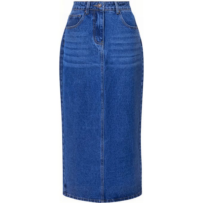 French Connection Denim Midi Back Split Skirt Vintage Taglia: 10 | Minigonne Outlet | Donna