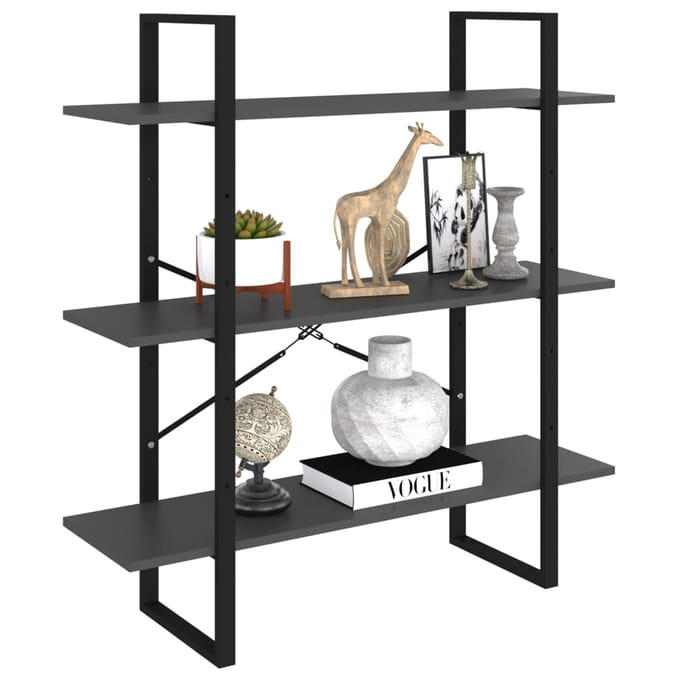 vidaXL - Boekenkast - 100x30x105 - cm - bewerkt - hout - grijs