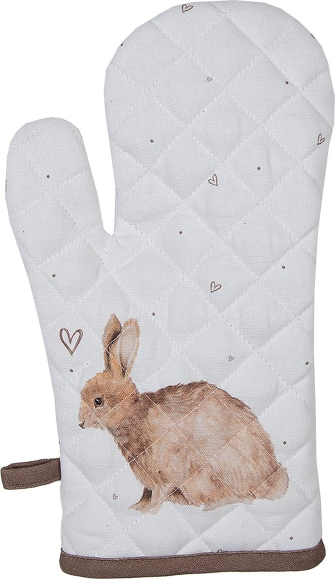 Clayre & Eef Kind Ovenwant 12x21 cm Wit Bruin Katoen Konijn