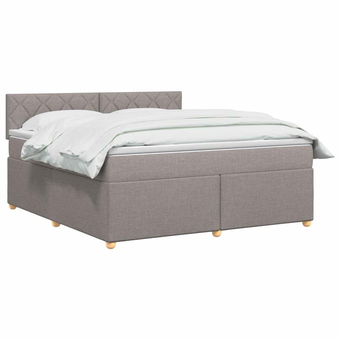 vidaXL - Boxspringbed - met - matras - met - hoofdeinde - Taupe - 140 - x - 200 - cm - Stof