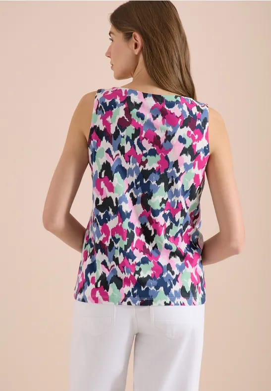 Top met gespleten hals en print