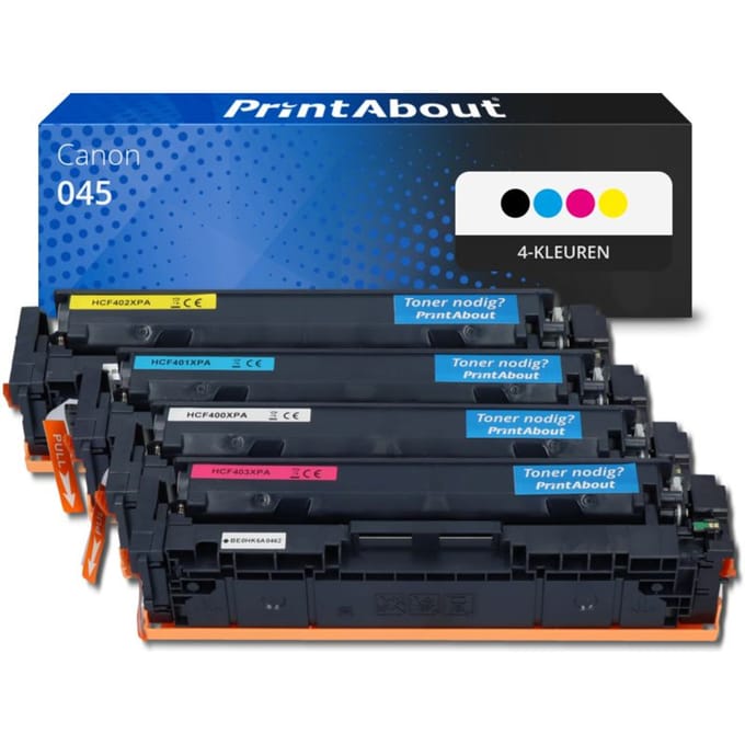 PrintAbout huismerk Toner 045 4-kleuren Multipack Geschikt voor Canon