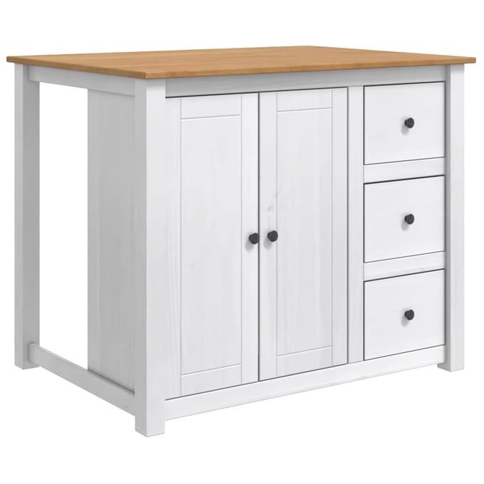 vidaXL Keuken Eiland Set PANAMA Wit en Honing Was 112 x 77 x 90 cm