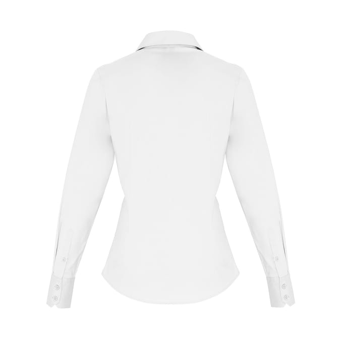 Premier Dames/Dames Popeline Stretch Shirt Met Lange Mouwen (Wit)