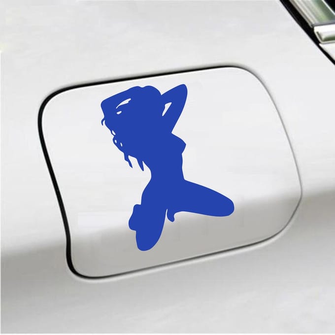 Bumpersticker - Dame - 14 X 10 - Blauw