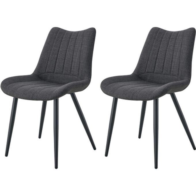 Anthracite stoel set van 2 - Moderne 4-foot eetkamerstoel met quilted rug - 53cm