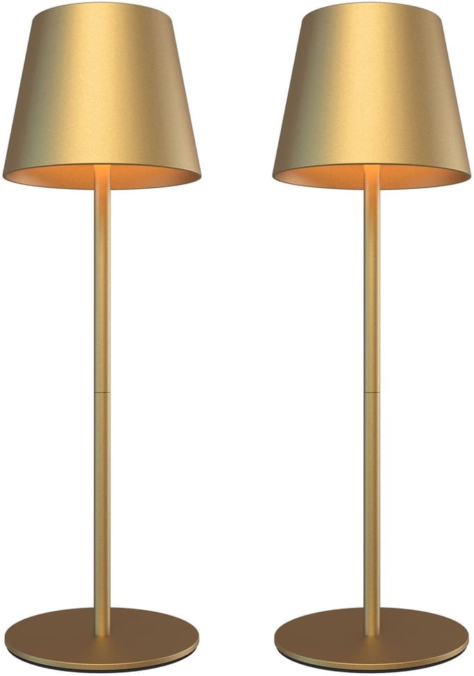Ledvion – 2x Oplaadbare Tafellamp Nyra – LED - Goud – Dimbaar – IP54 – USB