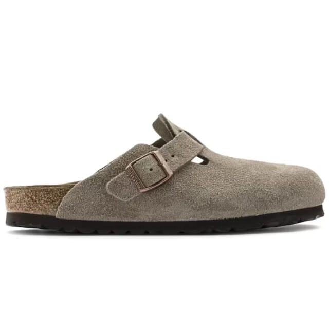 Birkenstock Boston Suède Taupe Smal Voetbed Unisex Instapper - Maat 44
