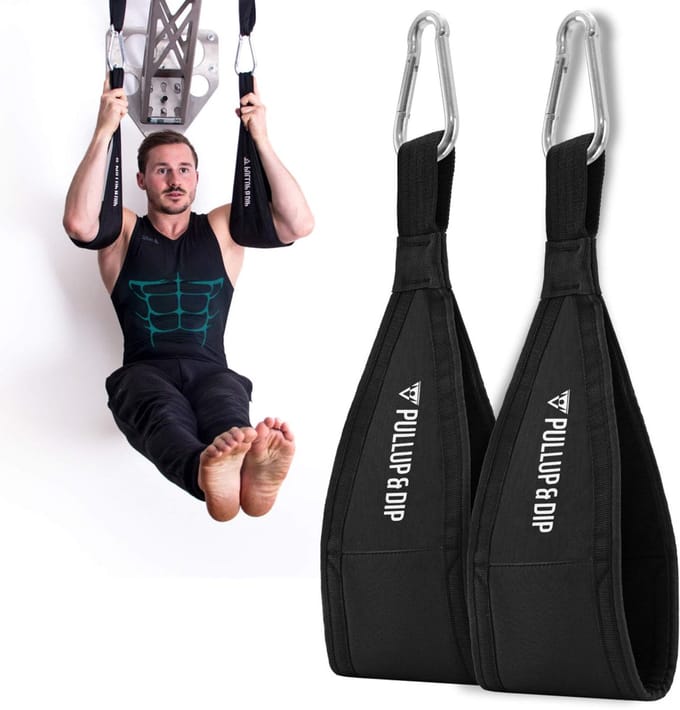 PULLUP & DIP Training - Buikspier Lussen - Gevoerde Armsteunen - Inclusief Karabijnhaken - Heavy Duty Kwaliteit