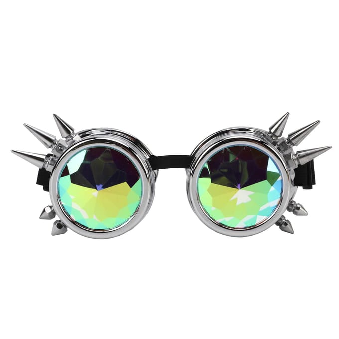 Steampunk Bril Retro PC ABS met Elastische Band Kaleidoscoop Rave Bril voor Feest Glans Zilver black