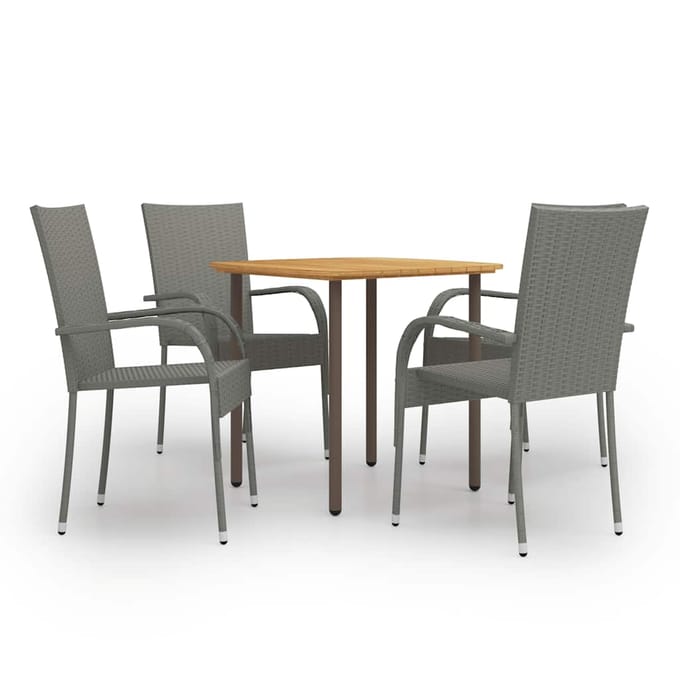 vidaXL - 5-delige - Tuinset - poly - rattan - grijs
