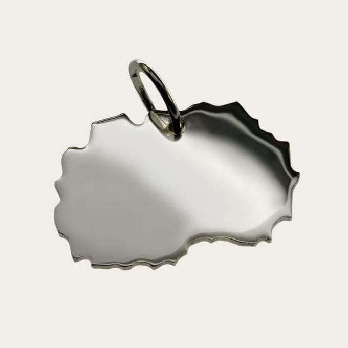 Zilveren Landkaart Macedonië ketting hanger