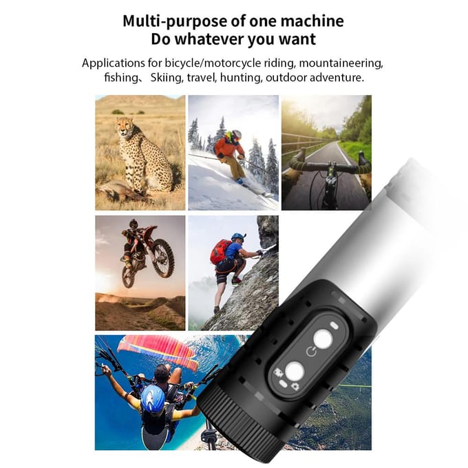Mini caméra de sport WiFi 1080P pour casque de moto, caméra de vélo, objectif grand angle 120 degrés IP66 argenté