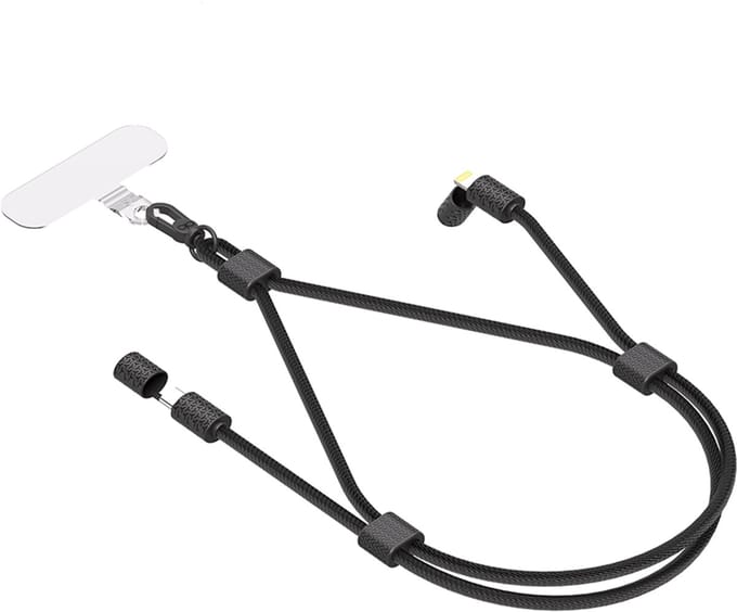Force Case, Draagkoord Oplaadkabel USB-C naar Lightning 60W - Verstelbaar - 3A PD, Zwart