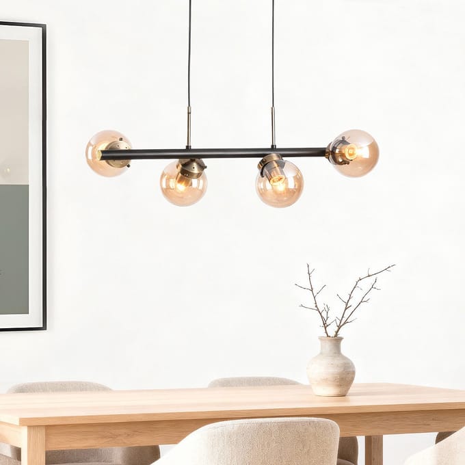 LumenXL Moderne hanglamp 4-lichts - amber glas - Saba