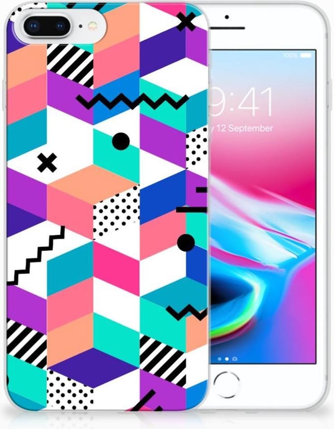 Apple iPhone 7 Plus | 8 Plus TPU Hoesje Blokken Kleurrijk