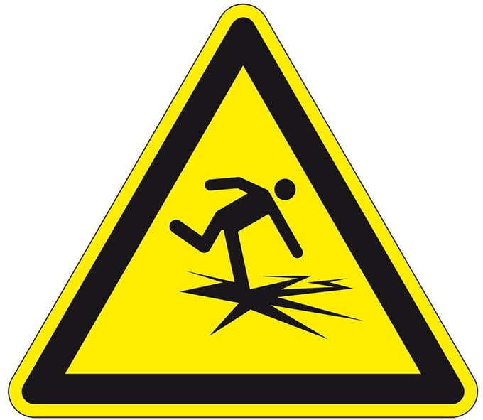 Waarschuwingssticker dun ijs - ISO 7010 - W043 100 mm
