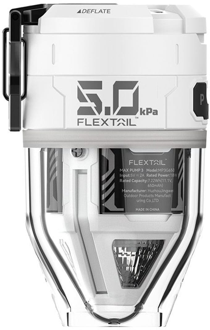 FLEXTAIL MAX PUMP 3 - Hoge snelheid 2-in-1 oplaadbare luchtpomp en zaklamp lichtgewicht kleur WIT.