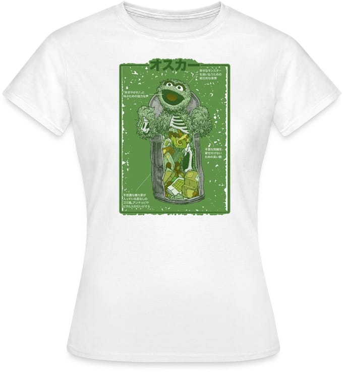 Sesamstraat Oscar Anatomie Vuilnisbak T-Shirt Dames