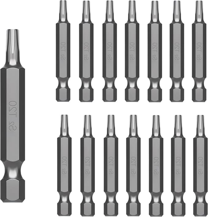 Torx Bit Set van 15 Stuks, S2 Staal, 50 mm Lengte, Geschikt voor Torx Schroeven en Precisiewerk