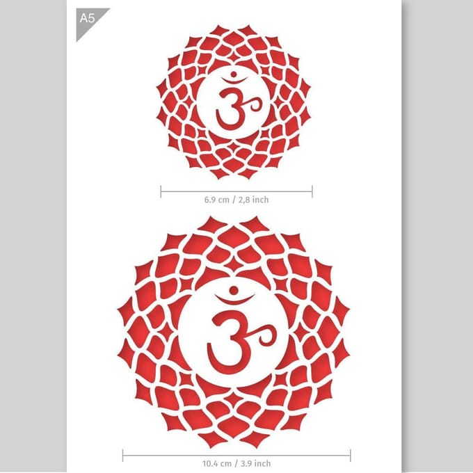 QBIX Ohm Chakra sjabloon - Sahasrara Sjabloon A5 Formaat Kunststof - Chakra diameter is 8cm