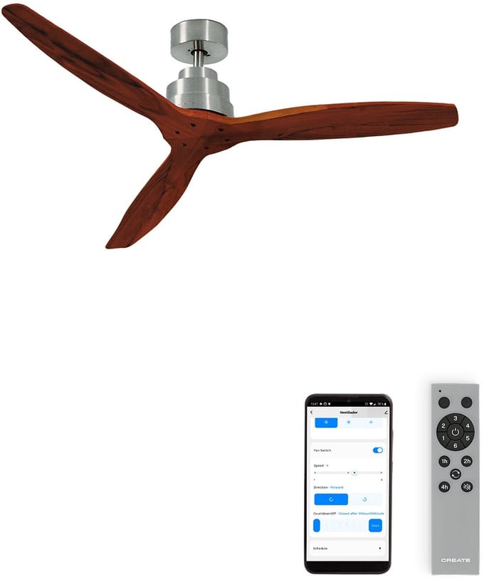 CREATE - Stille plafondventilator van 40 W met technische ABS-bladen (Ø132cm) - Geen licht LED - Met WiFi + Afstandsbediening - WIND STYLANCE