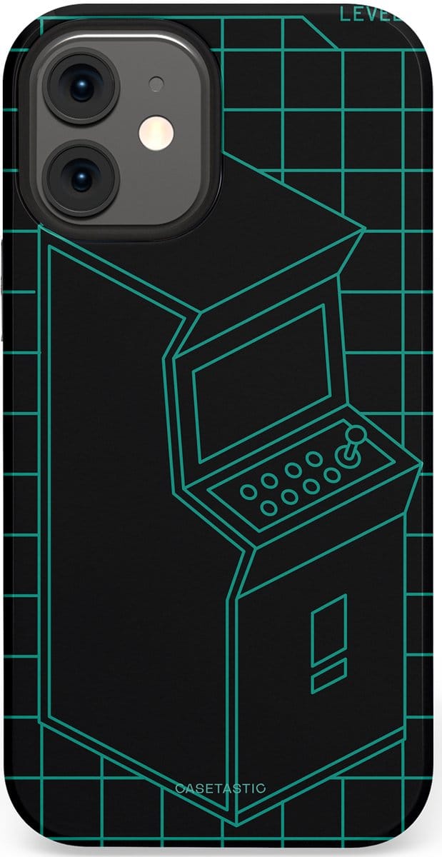 Casetastic hoesje geschikt voor Apple iPhone 12 Mini - Dubbellaagse bescherming - Retro joystick - Fashion Case - Zwart Petrol