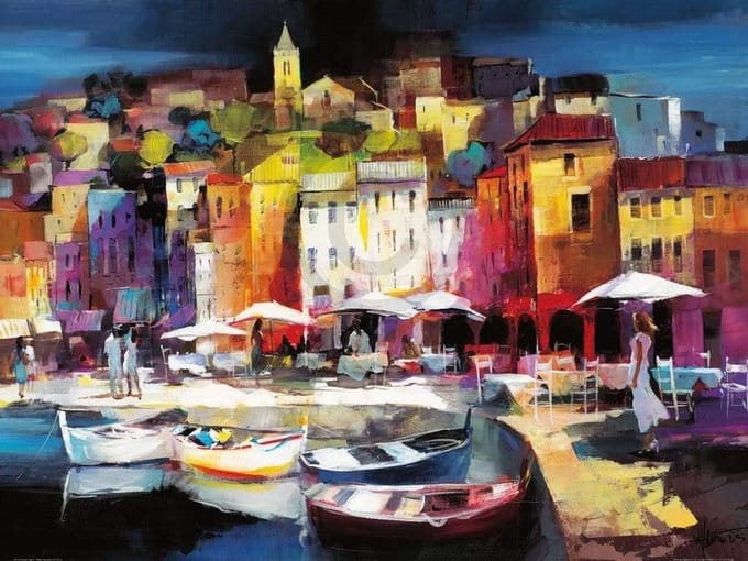 Kunstdruk Willem Haenraets - Seaport Town II 80x60cm