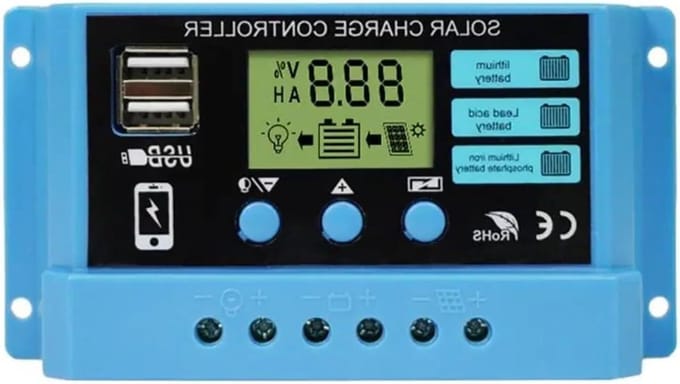 Zonne Laadregelaar - MPPT PV Regelaar - Energie Beheer - Instelbare Parameters - 30A 50VDC - Blauw