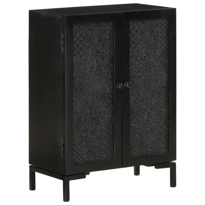 vidaXL - Dressoir - 55x30x77 - cm - massief - mangohout - en - ijzer - zwart
