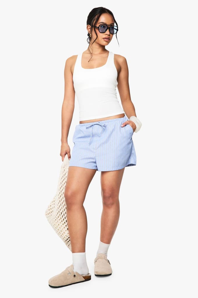 boohoo Dames Ingebouwde gevoerde zachte geribbelde tanktop met racerback | Wit | Maat: 42
