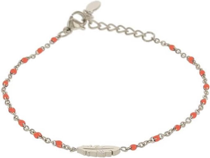 Kalli Armband Feather Orange 2 mm Zilver