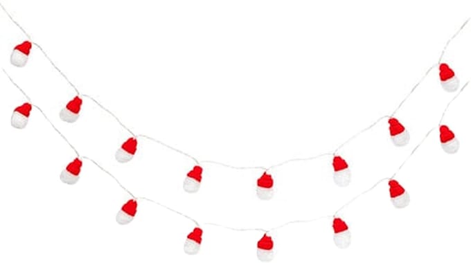 Feeric lights & Christmas kerst thema lichtsnoer - 2x - peperkoek mannetjes - 135 cm - 10 LED lampjes - batterij