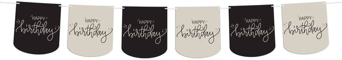 Folat - Crème noir vlaggenlijn happy birthday - 6 m - diy
