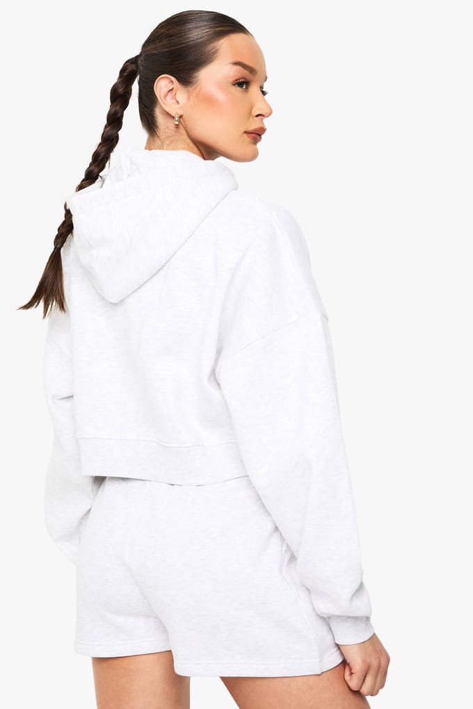 boohoo Dames Boxy Hoodie met Ballonmouwen Oversized met Ritssluiting | Asgrijs | Maat: XL