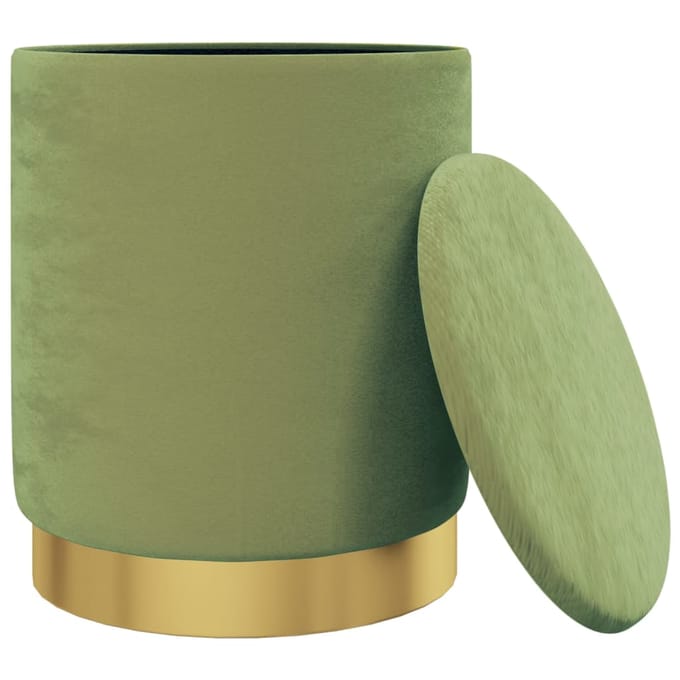 vidaXL - Hocker - met - opbergruimte - rond - fluweel - 31 - x - 37 - cm - mosterdgroen