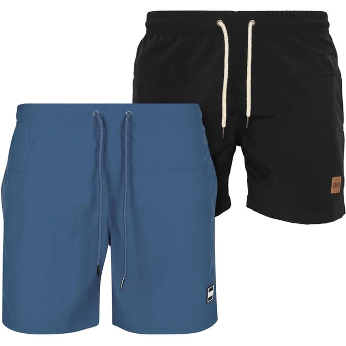 Urban Classics - Block 2Pack Zwemshorts - XL - Blauw/Zwart