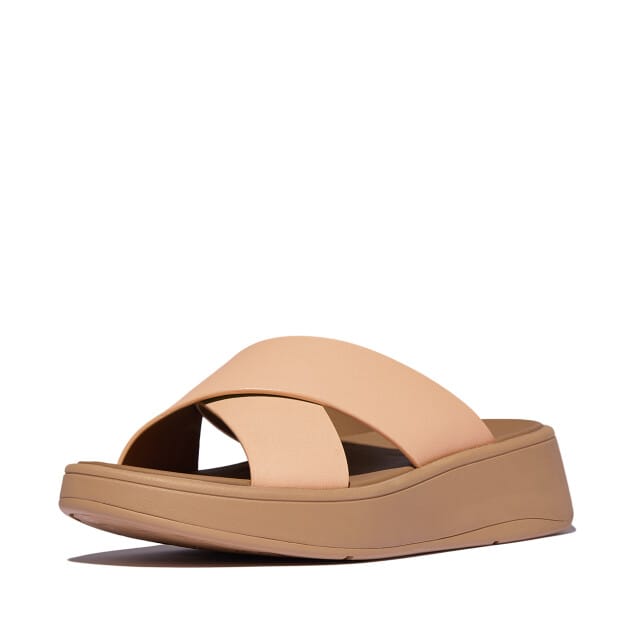 FitFlop Dames sandalen F-Mode Leather Flatform Cross Slides FW5