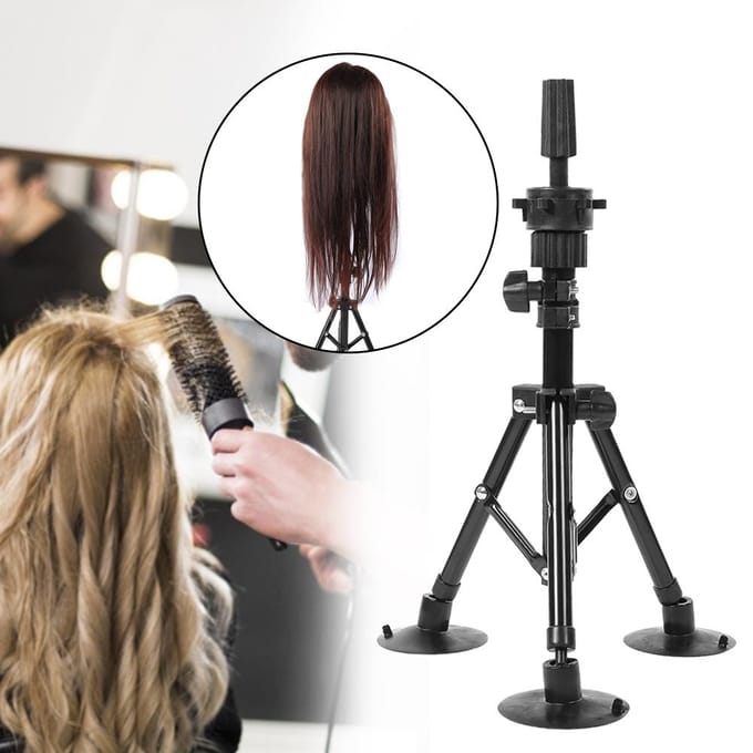 Pruikhoofd Standaard Mannequin Statief Kapsalon Vals Hoofd Vorm Standaard Beugel Zwart black